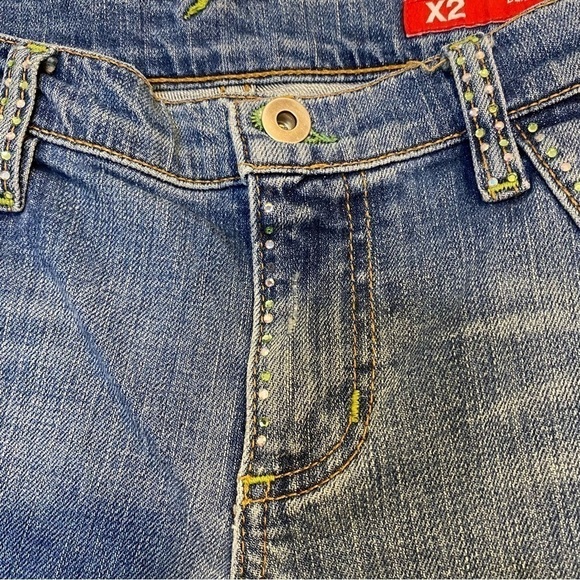 X2 Denim Laboratory Ultra Low Rise Embellished Flare Jean, Size 30 - Picture 3 of 15